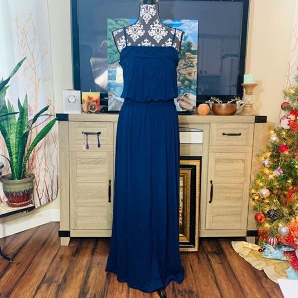 𝅺Max Studio Navy Maxi Dress XL - Picture 1 of 4